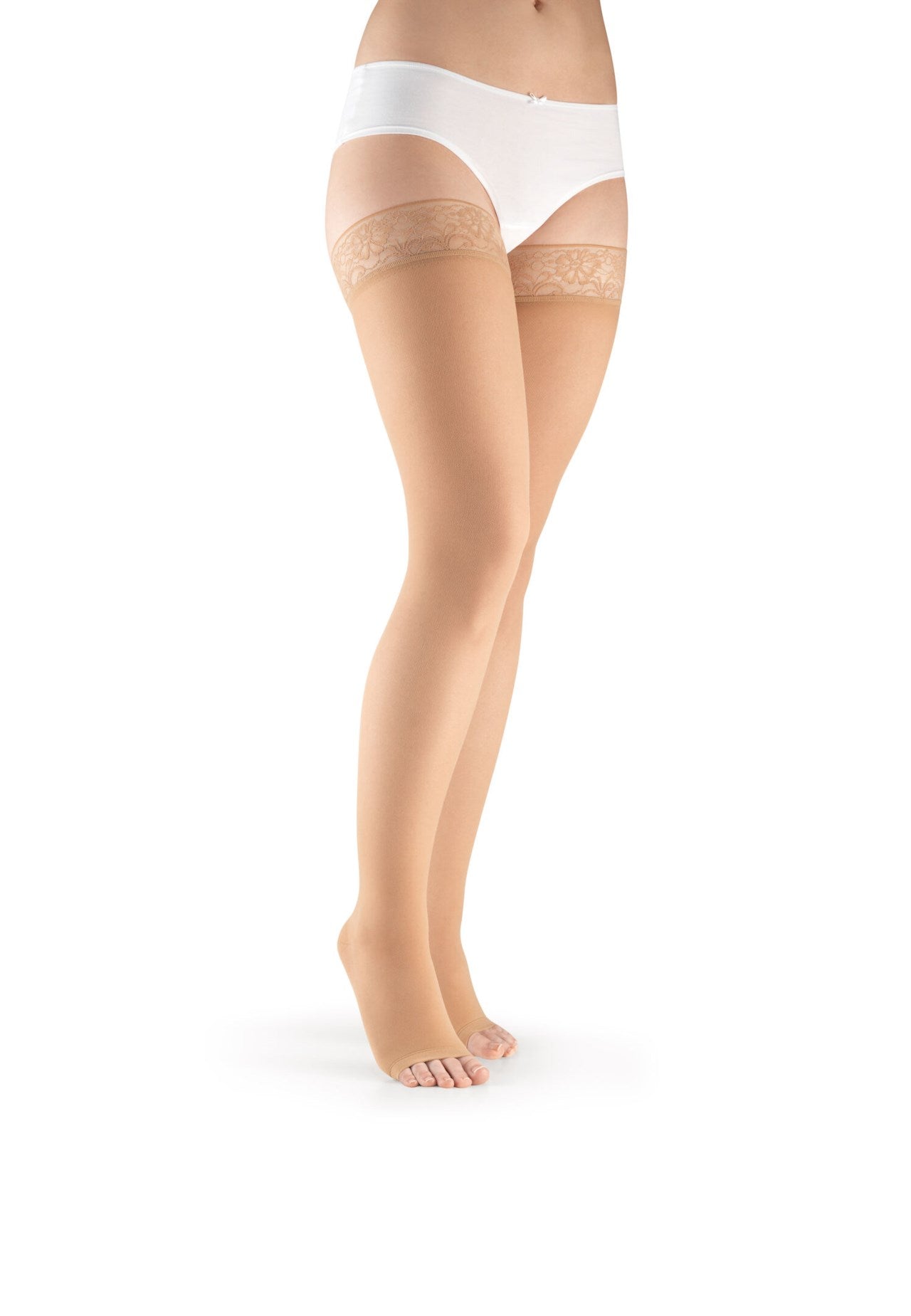 Highlight for women Schenkelstrümpfe offene Fußspitze dune