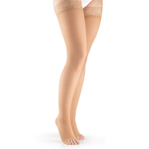 Highlight for women Schenkelstrümpfe offene Fußspitze dune