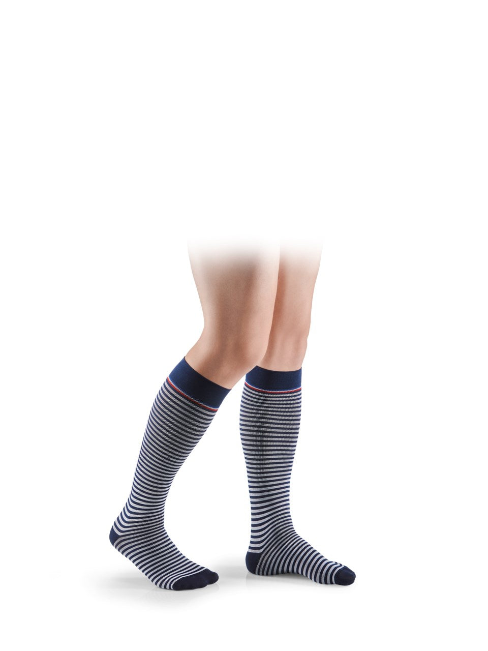 Sigvaris Highlight mariniere for men Kniestrümpfe navy/weiß Seitenansicht – weiches Material