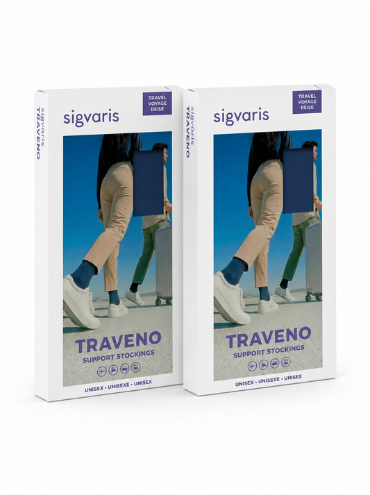TRAVENO Reisestrümpfe light blue/black Doppelpack