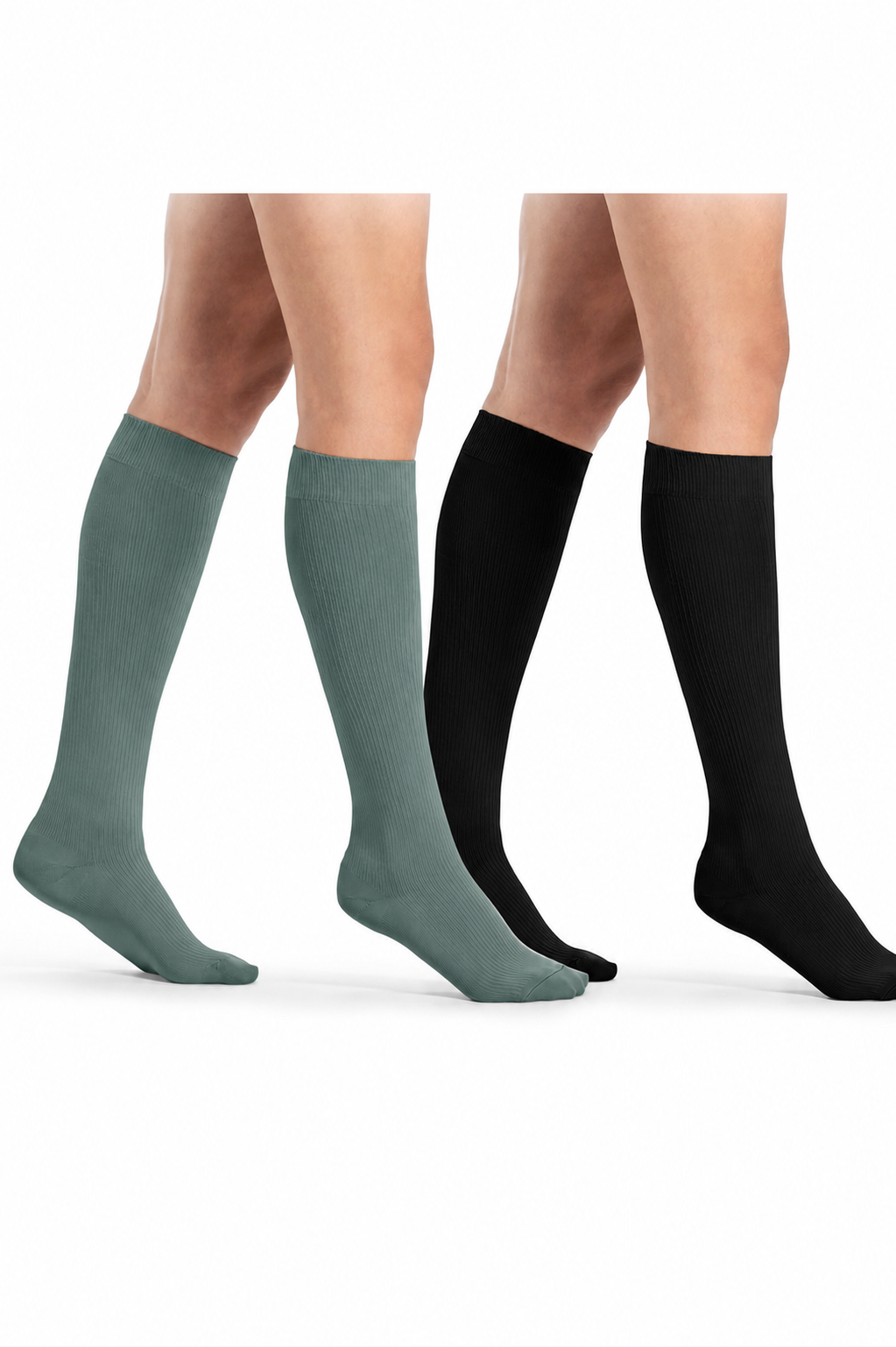 TRAVENO Reisestrümpfe green/black Doppelpack