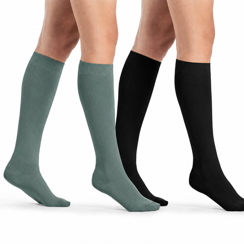 TRAVENO Reisestrümpfe green/black Doppelpack
