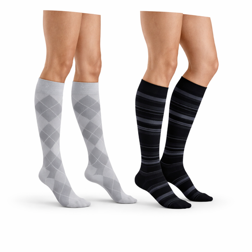 MICROFIBER SHADES for women stripes/argyle Doppelpack