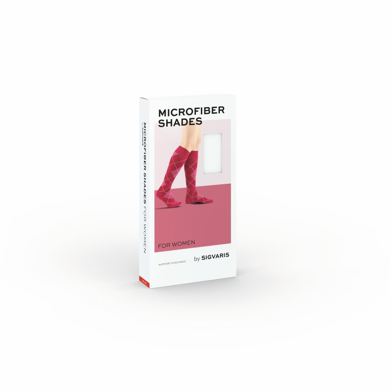 Produktverpackung Sigvaris Microfiber Shades for women Argyle – Stützstrümpfe für Damen, Packshot.