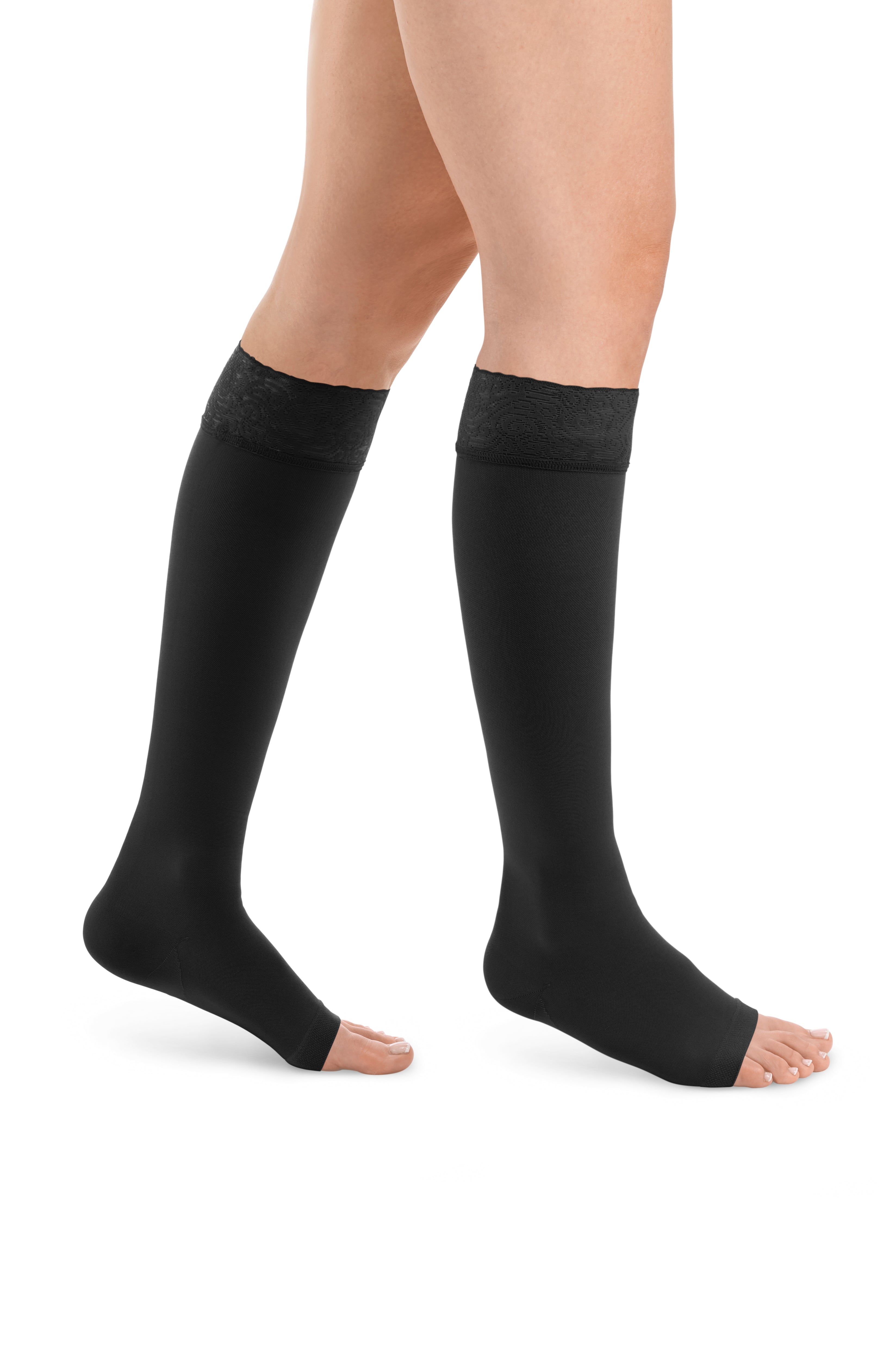 Style SEMITRANSPARENT Kniestrümpfe offene Fussspitze