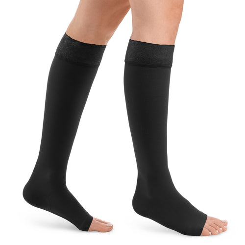 Style SEMITRANSPARENT Kniestrümpfe offene Fussspitze