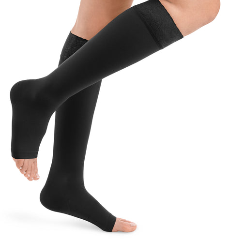 Style SEMITRANSPARENT Kniestrümpfe offene Fussspitze