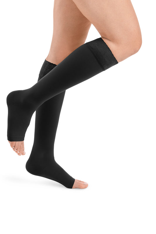 Style SEMITRANSPARENT Kniestrümpfe offene Fussspitze