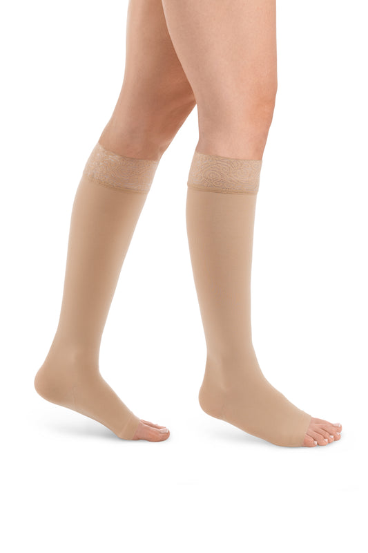 Style SEMITRANSPARENT Kniestrümpfe offene Fussspitze