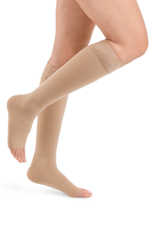 Style SEMITRANSPARENT Kniestrümpfe offene Fussspitze