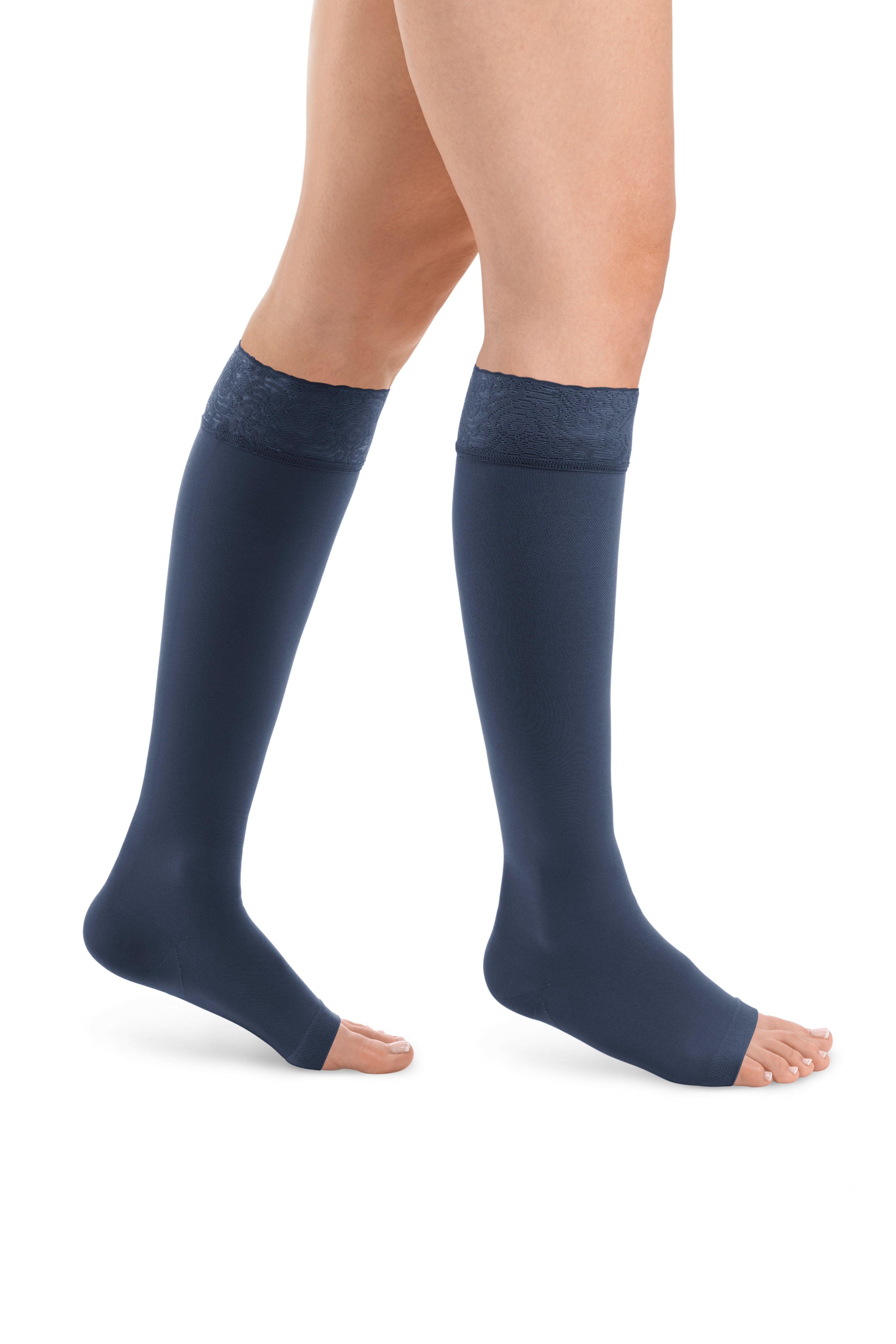 Style SEMITRANSPARENT Kniestrümpfe offene Fussspitze