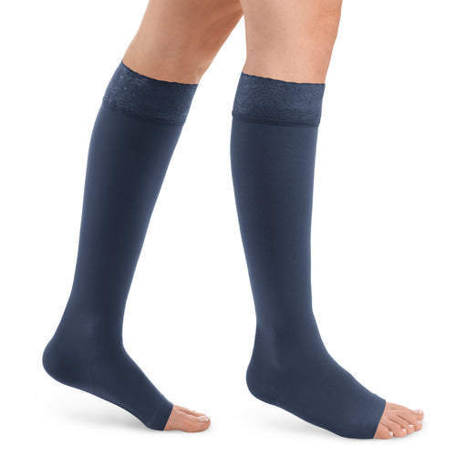 Style SEMITRANSPARENT Kniestrümpfe offene Fussspitze