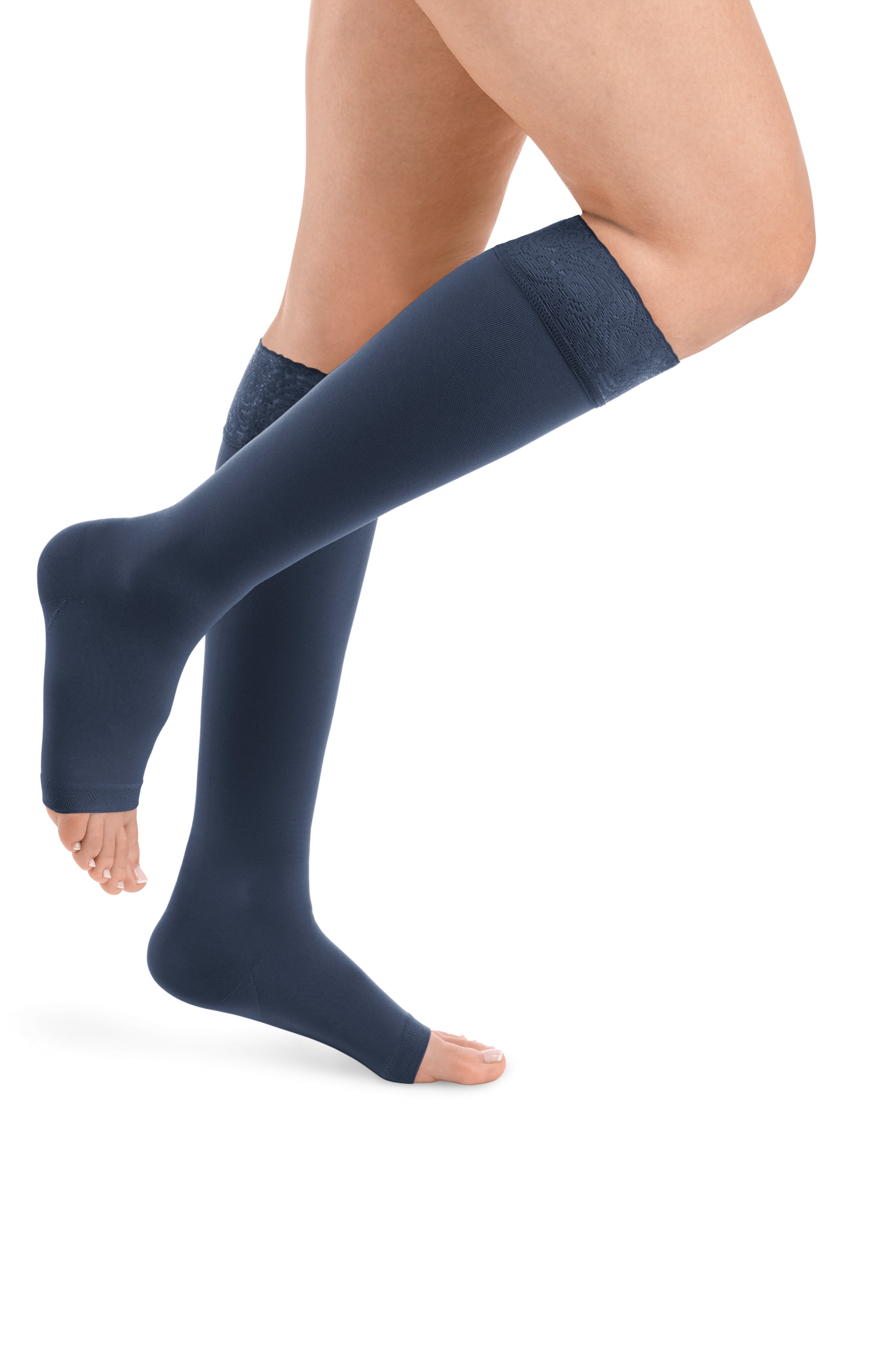 Style SEMITRANSPARENT Kniestrümpfe offene Fussspitze