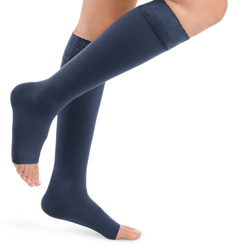 Style SEMITRANSPARENT Kniestrümpfe offene Fussspitze