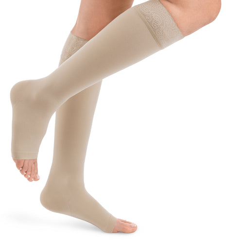 Style SEMITRANSPARENT Kniestrümpfe offene Fussspitze