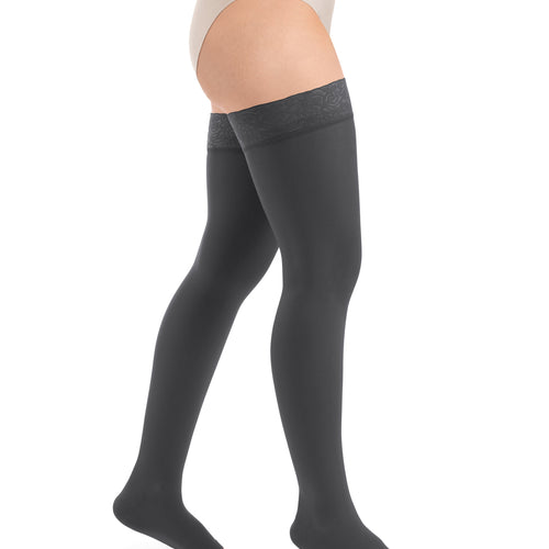 Style SEMITRANSPARENT Schenkelstrümpfe offene Fussspitze