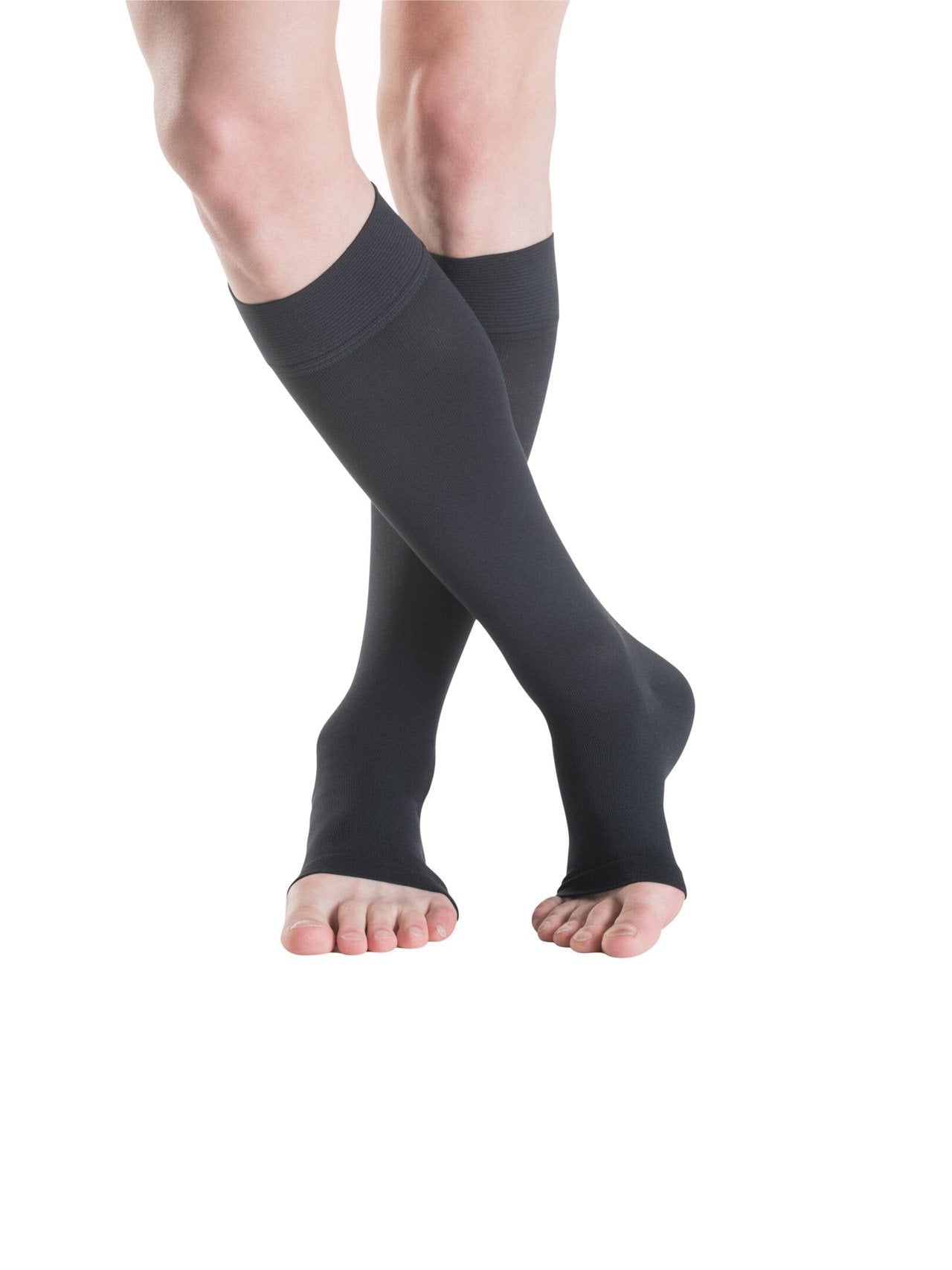 Sigvaris Essential THERMOREGULATING Kniestrümpfe schwarz, seitliche Ansicht - position 2