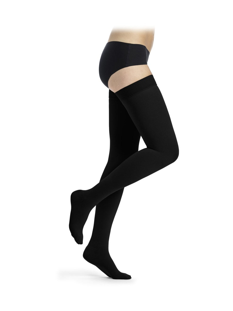 Dynaven CLASSIC Schenkelstrümpfe schwarz, Kompressionsstrumpf für Unterschenkel und Oberschenkel, seitliche Ansicht - position 2