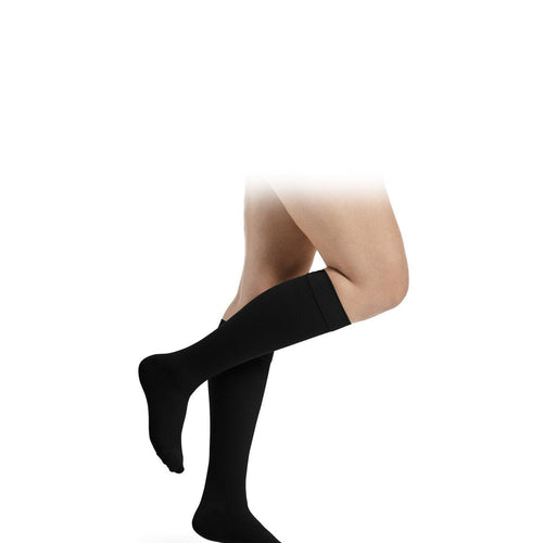 Sigvaris Essential THERMOREGULATING Kniestrümpfe schwarz, seitliche Ansicht - position 1