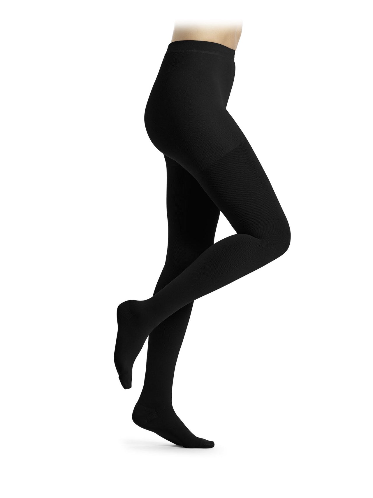 Sigvaris Essential THERMOREGULATING Strumpfhosen schwarz, blickdichte Ripp-Struktur - position 1